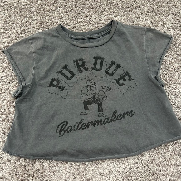 Purdue Boilermakers Crop Top T-Shirt XS Alta Gracia Gray Collegiate Graphic Tee - Picture 1 of 6